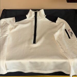 Lauren Ralph Lauren Women's Black and White Zip Up Sweater